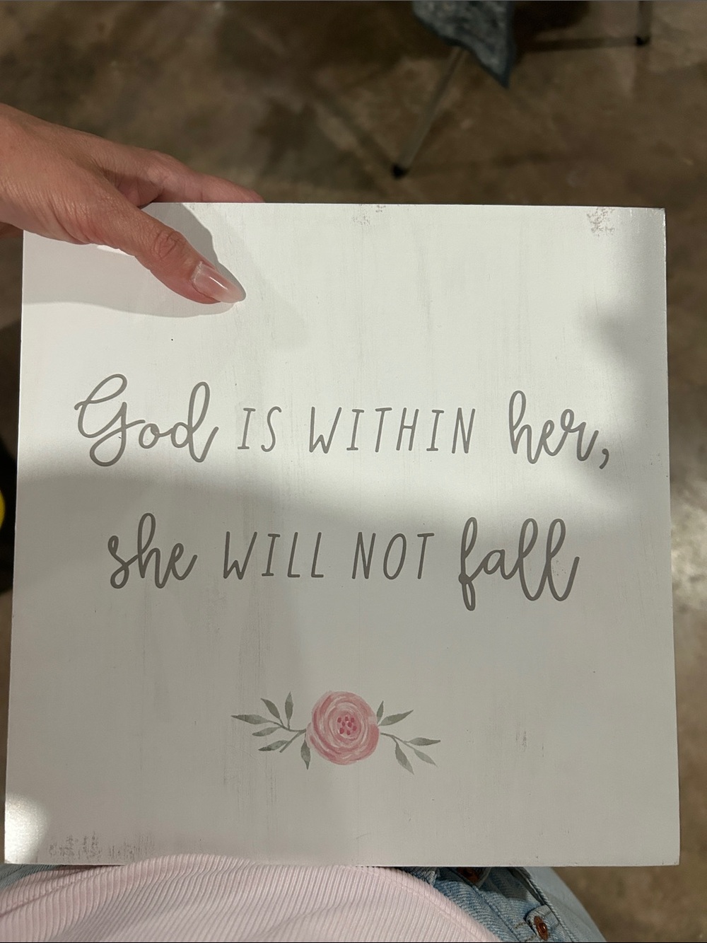Hobby Lobby White Wall Plaque with Pink Rose Accent